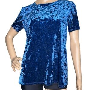 beachlunchlounge blue velvet tie back top, XS